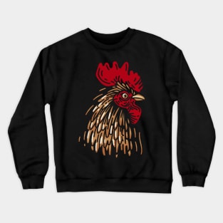 Minimalist Style Red and Gold Rooster Crewneck Sweatshirt